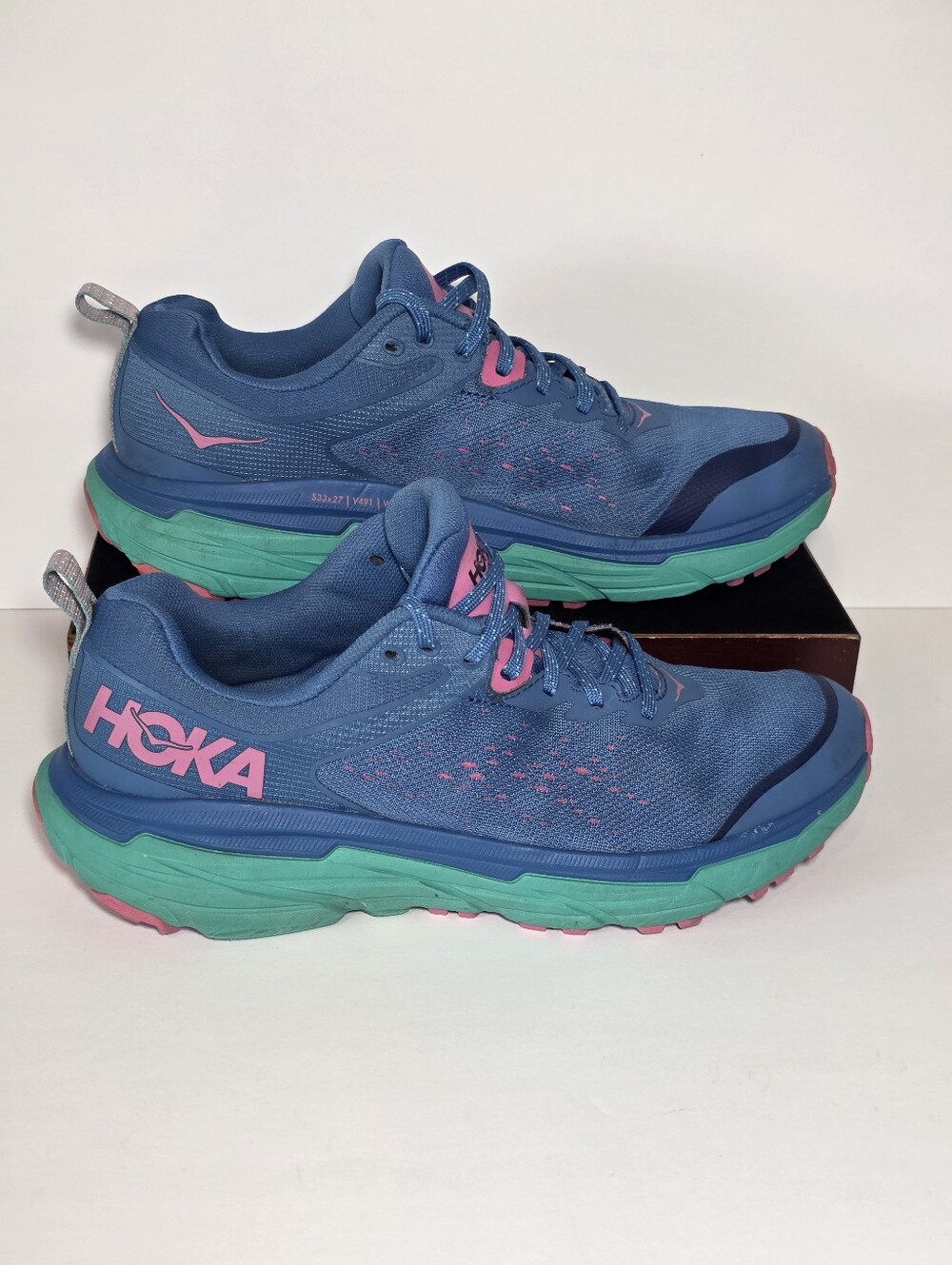 Hoka One One Challenger ATR 6 Trail Running Shoes Blue Pink Women's 9B